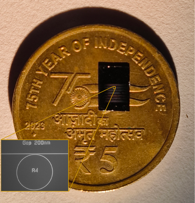 Silicon nitride microresonator chip fabricated at LOQM, IIT Bombay
